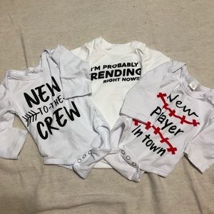0-3 Month Onesie’s. Pack of three